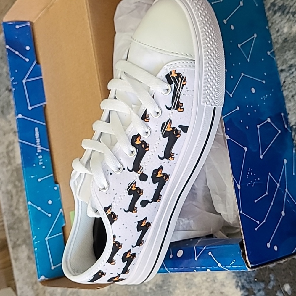 White Dashound Custom Sneakers Women's Sz 6